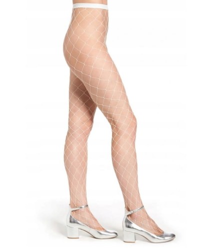 BIAŁE RAJSTOPY KABARETKI